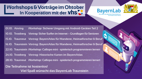 Oktoberprogramm BayernLab Traunstein in Kooperation mit den vhs der Region